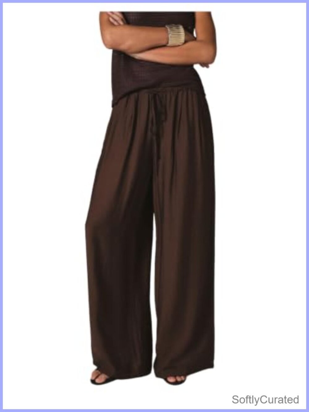 Boho Wide Leg Palazzo Pants Flowy Drawstring Beach Casual Trousers